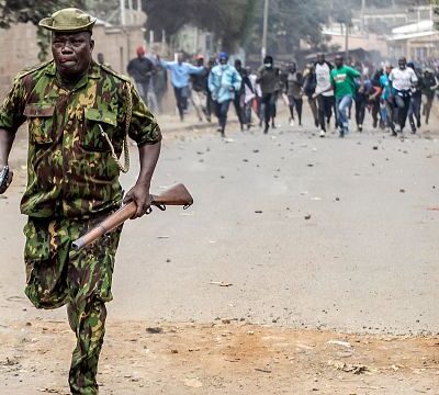 Violent clashes in first of three days of protests called by Kenyan opposition