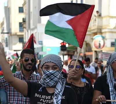 Tunisians gather outside French embassy in new rally in support of Palestinians