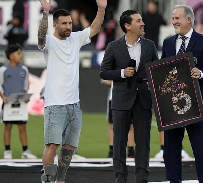 Injured footballer Lionel Messi honoured for his 45th major title
