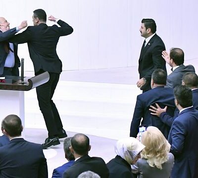 Lawmakers in Turkey draw blood in brawl during parliament debate on jailed colleague