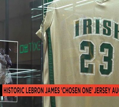 Iconic high school jersey worn by basketball star LeBron James on auction
