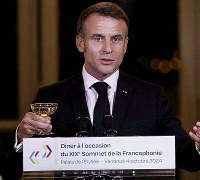 French President Emmanuel Macron addresses delegations at 19th Francophone Summit