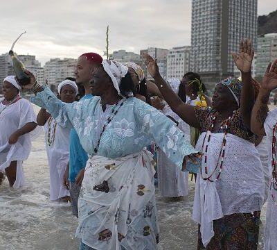 Followers of Afro-Brazilian religions pay tribute to sea goddess for New Year