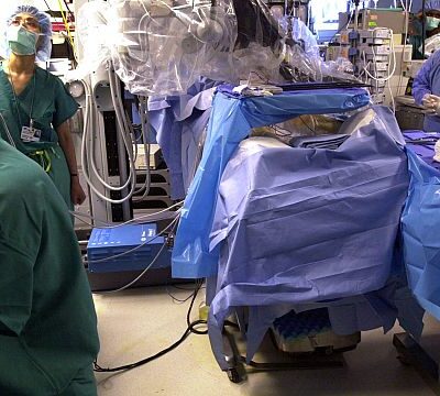 Robotic surgery performed remotely from the U.S. on a patient in Africa