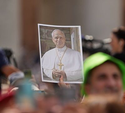 Catholic faithful gather in St Peter’s square to celebrate 70th birthday of Pope Leo XIV