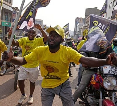 Supporters of Uganda’s Yoweri Musseveni celebrate as secures seventh term in office