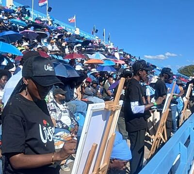 Artists in Botswana capture World Athletics Relays through live painting