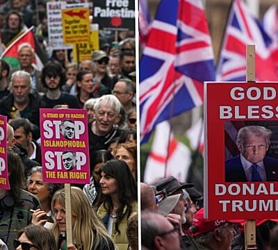 London on edge as Tommy Robinson backers and pro-Palestinian marchers rally